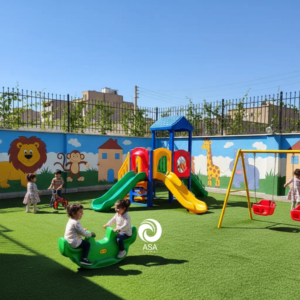 چمن مصنوعی نواری نصب در ویلا